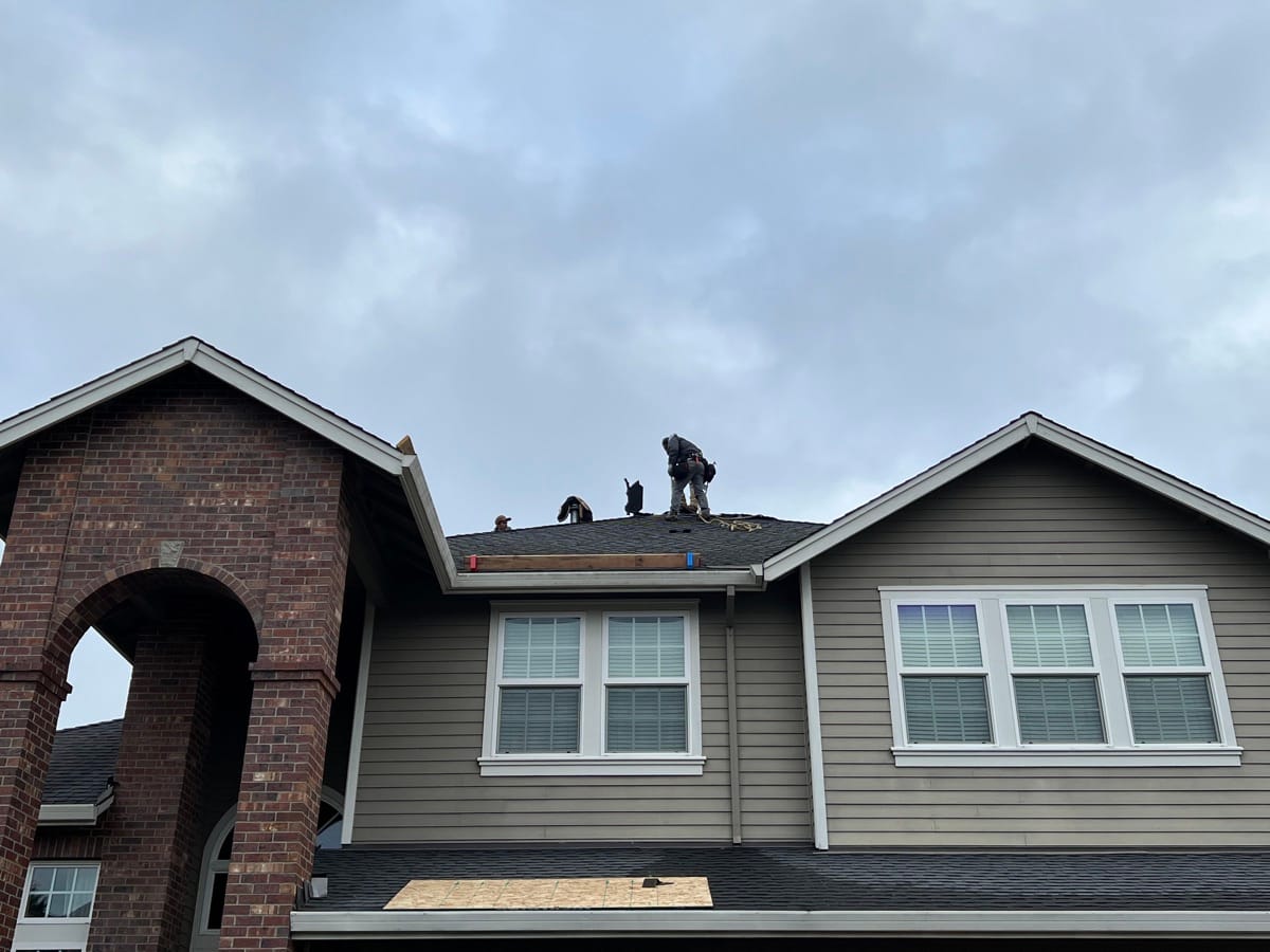 Crew working on a roof